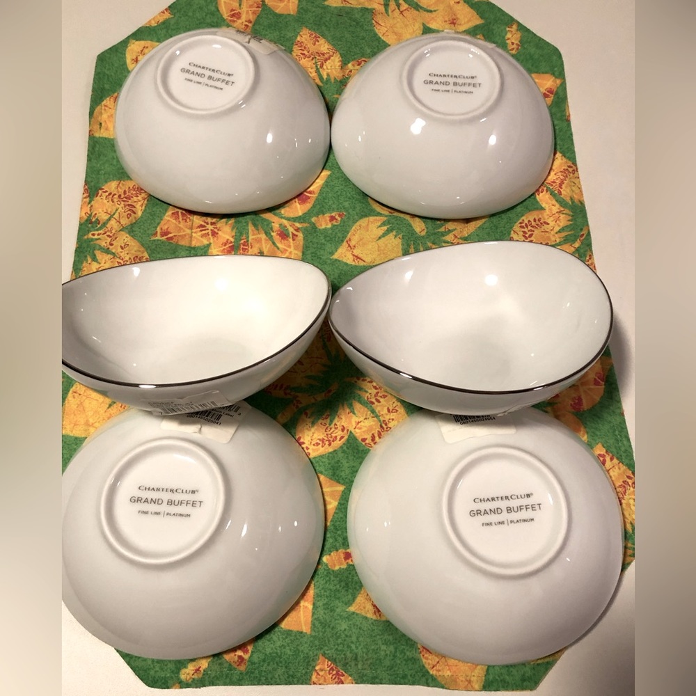 Charter Club Home Grand buffet Platinum bowl , Oval shape.Set x 6pc